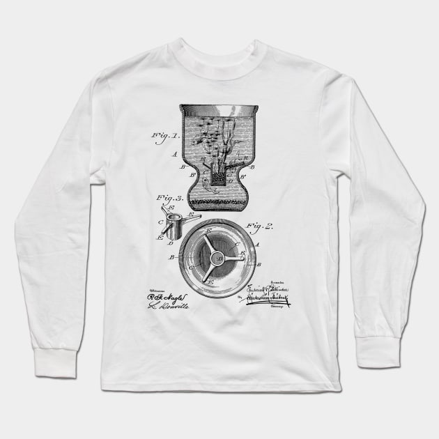 Fish Jar or Aquarium Vintage Patent Hand Drawing Long Sleeve T-Shirt by TheYoungDesigns